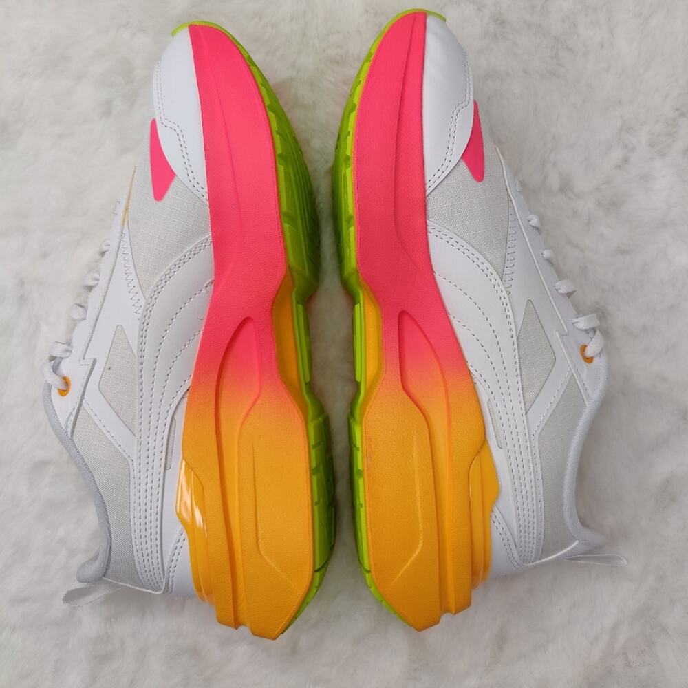 New white w/ pink orange Puma Platform Sneakers sz 10 - Picture 5 of 9